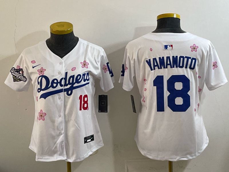 Youth Los Angeles Dodgers #18 Yamamoto White Sakura Edition 2026 Nike MLB Jersey 005->toronto blue jays->MLB Jersey